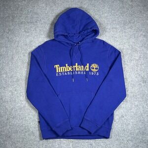 Timberland Hoodie Mens Small purple Graphic Logo Pullover Sweatshirt 50th anniv.